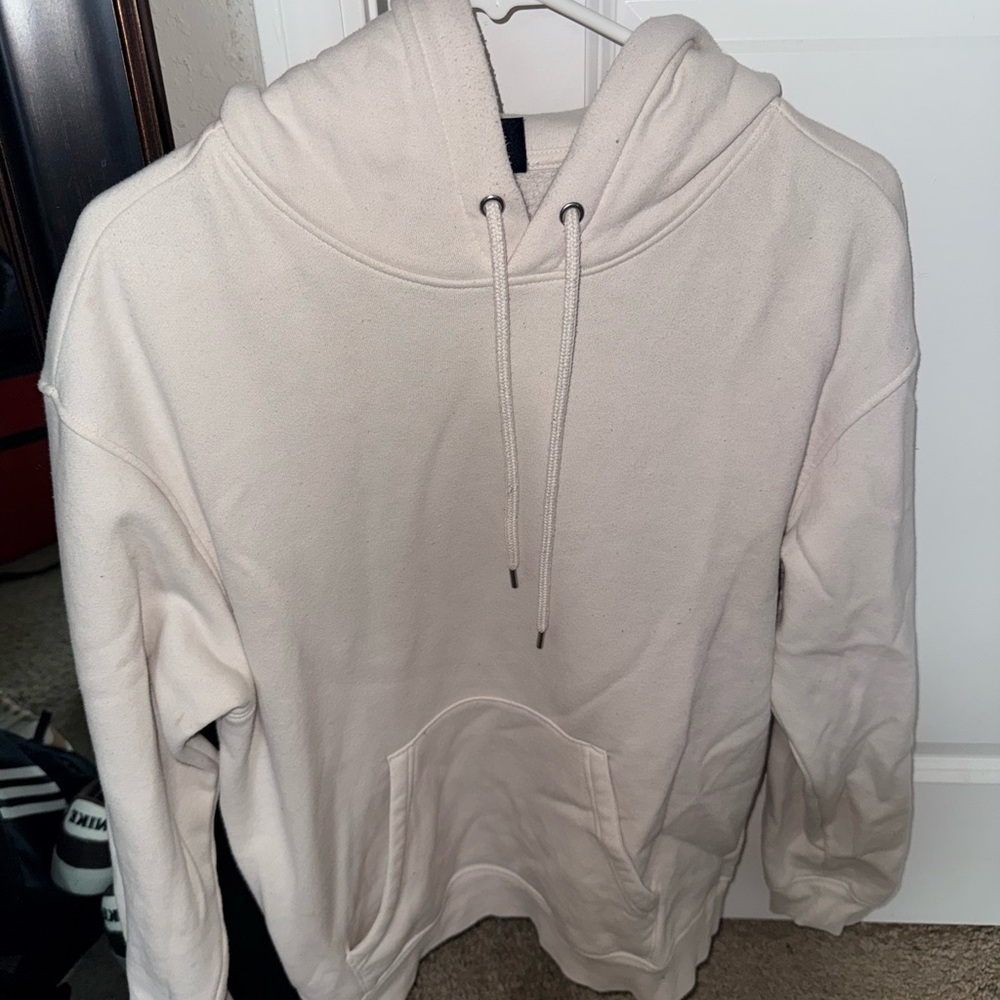 H&M Cream Loose-Fit Hoodie with Drawstring